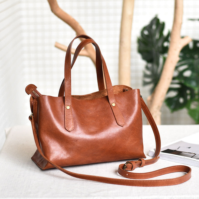 Vintage, Versatile Womens Soft Cowhide Shoulder Bag For Everyday Commuting