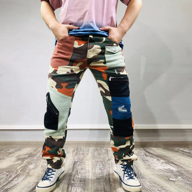 Denim Jeans Pants for Men Camouflage Skinny Jean Men