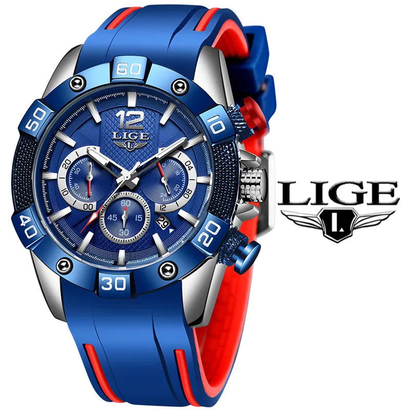 Blue Mens Watches Luxury Clock Sports Chronograph Waterproof