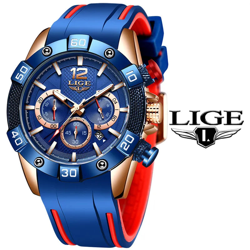 Blue Mens Watches Luxury Clock Sports Chronograph Waterproof