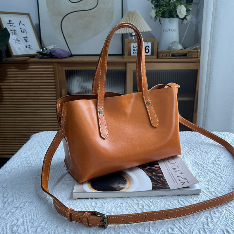 Vintage, Versatile Womens Soft Cowhide Shoulder Bag For Everyday Commuting