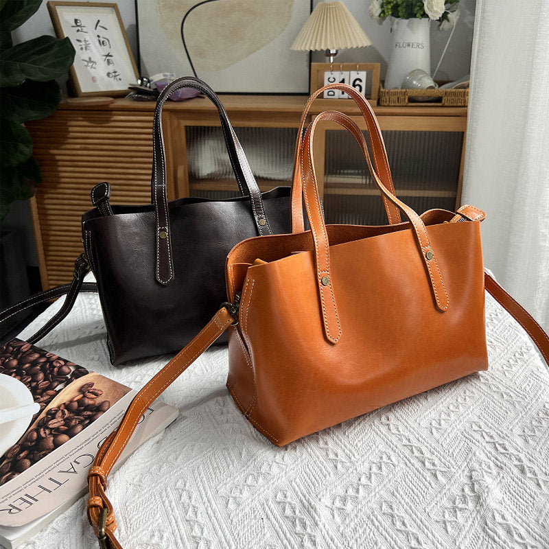 Vintage, Versatile Womens Soft Cowhide Shoulder Bag For Everyday Commuting